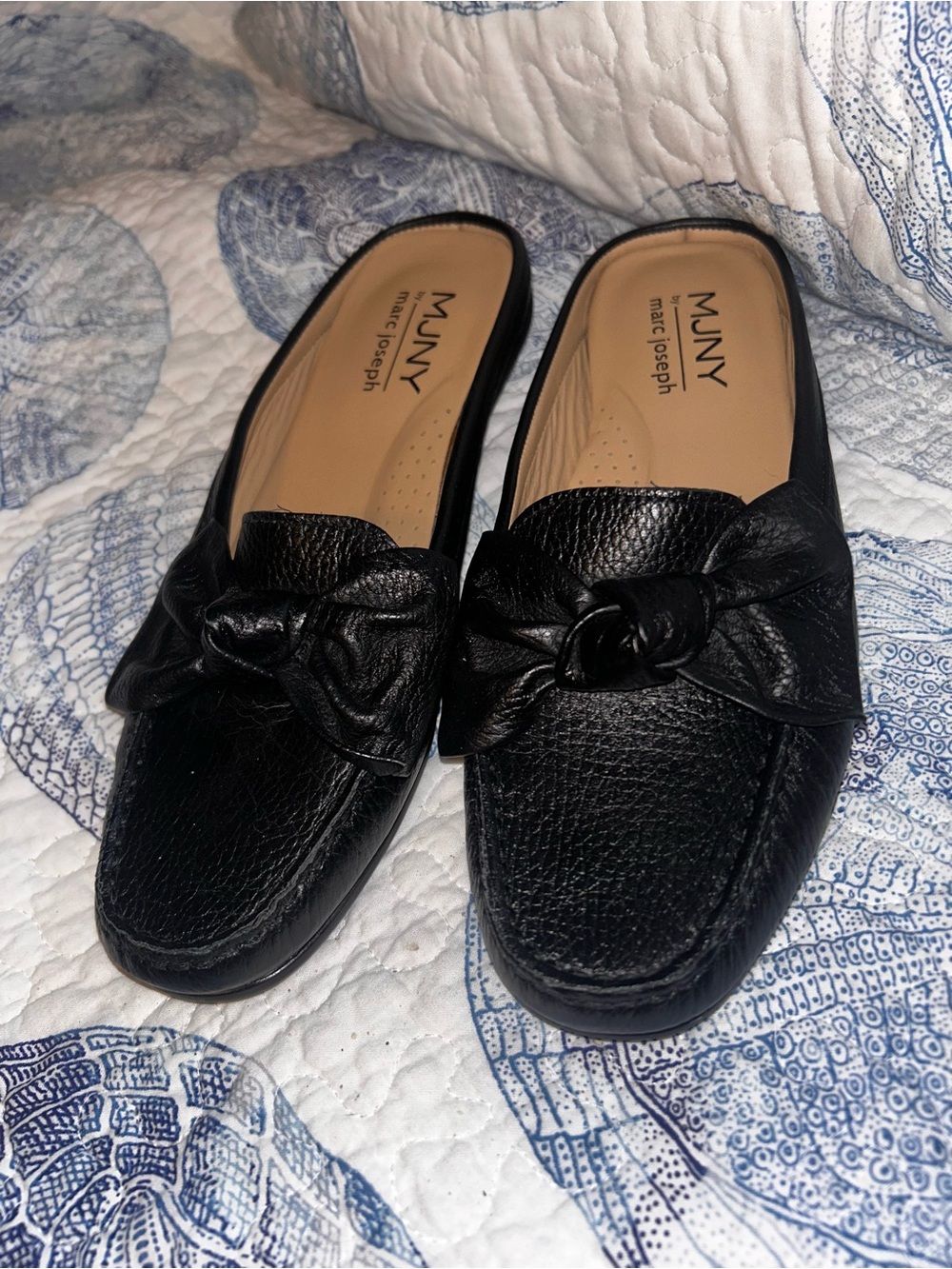 Marc Joseph Diane black knot Leather Slip-On Loafers for Women 8 1/2